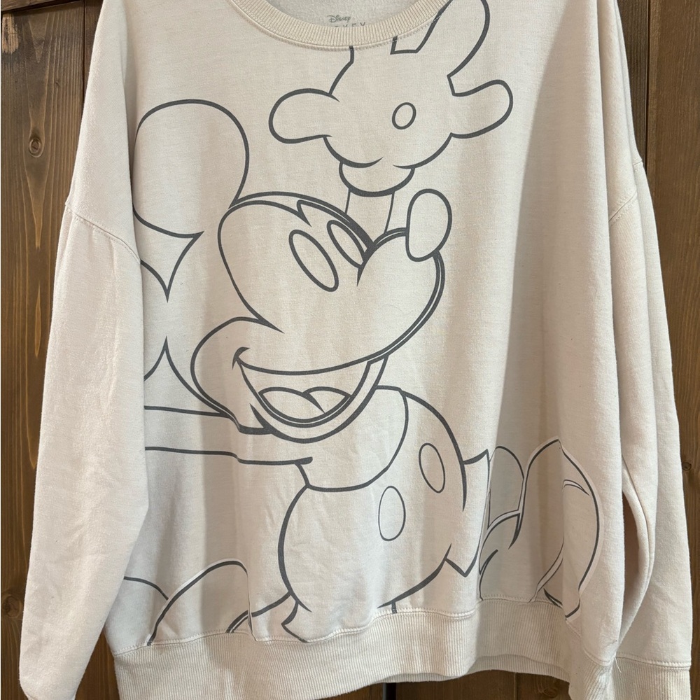 Disney Beige Mickey Mouse Outline Sweatshirt